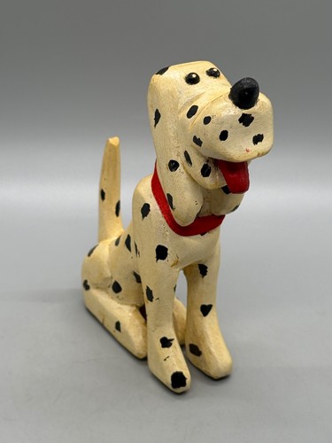 Dalmatian Dog Wooden Figurine Primitive Folk Art