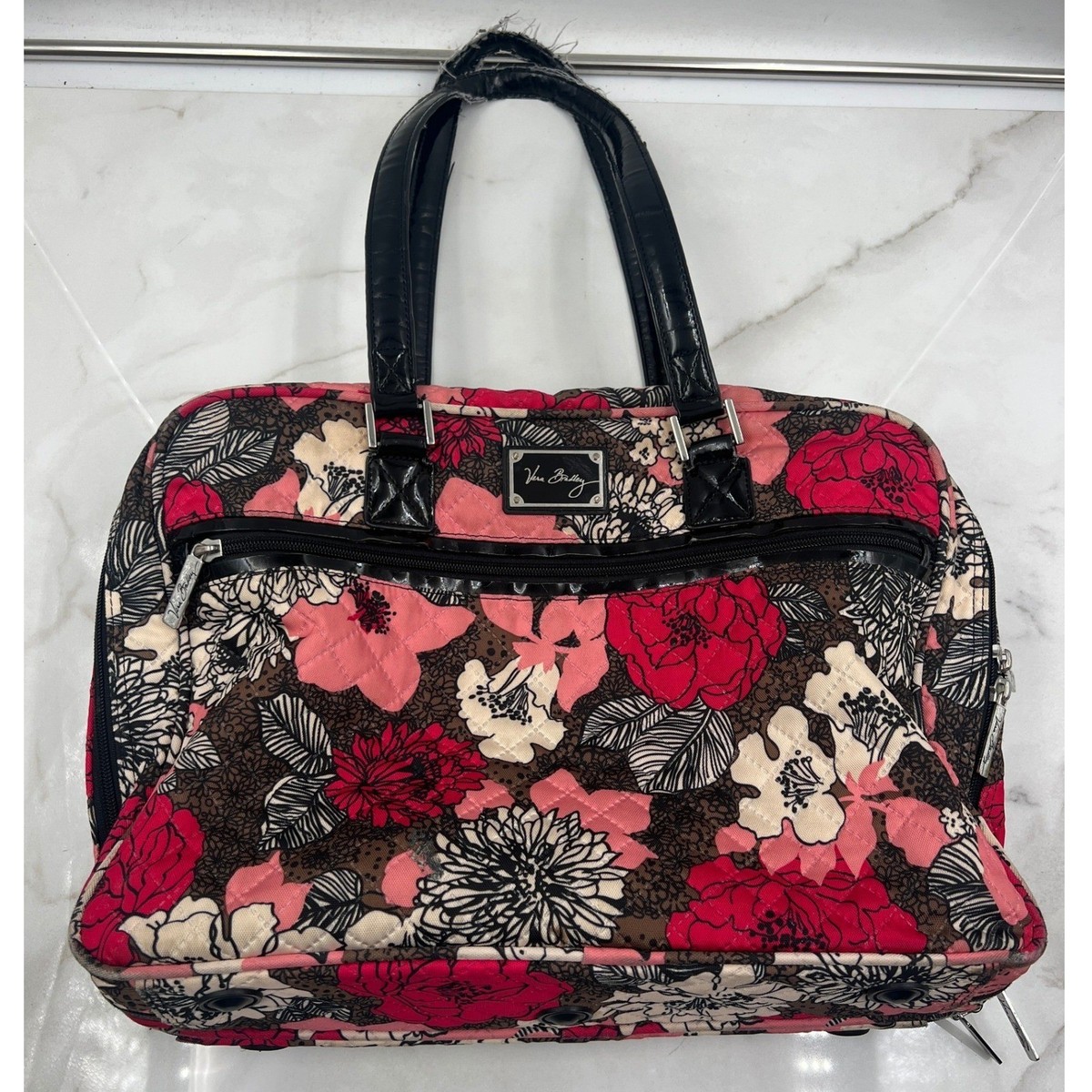 Vera Bradley Night and Day Rose Quilted Laptop Travel Bag Floral
