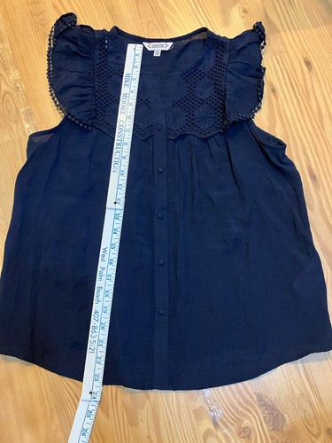 Nanette Lepore Women’s Short Sleeve Top Navy Sz M Blue - Picture 1 of 6