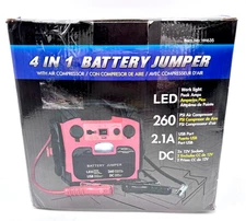 Tyrellchenergy 4 In 1 Battery Jumper With Air Compressor And LED Light - Red