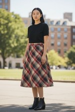 Vintage Plaid Skirt USA Union Made PLUS Size XXL 18/20 Wool Blend