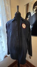 Navy Blue Red Kap Long Sleeve Work Uniform Shirt Large XLN Length