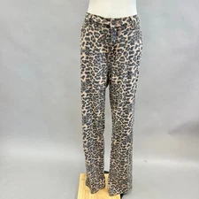 LIONESS Carmlea Jeans in Leopard print straight leg size medium 100% cotton  
