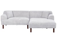 Ecksofa Stoff Helles Grau Holzbeine 3-Sitzer Wasserabweisend Linksseitig Holt