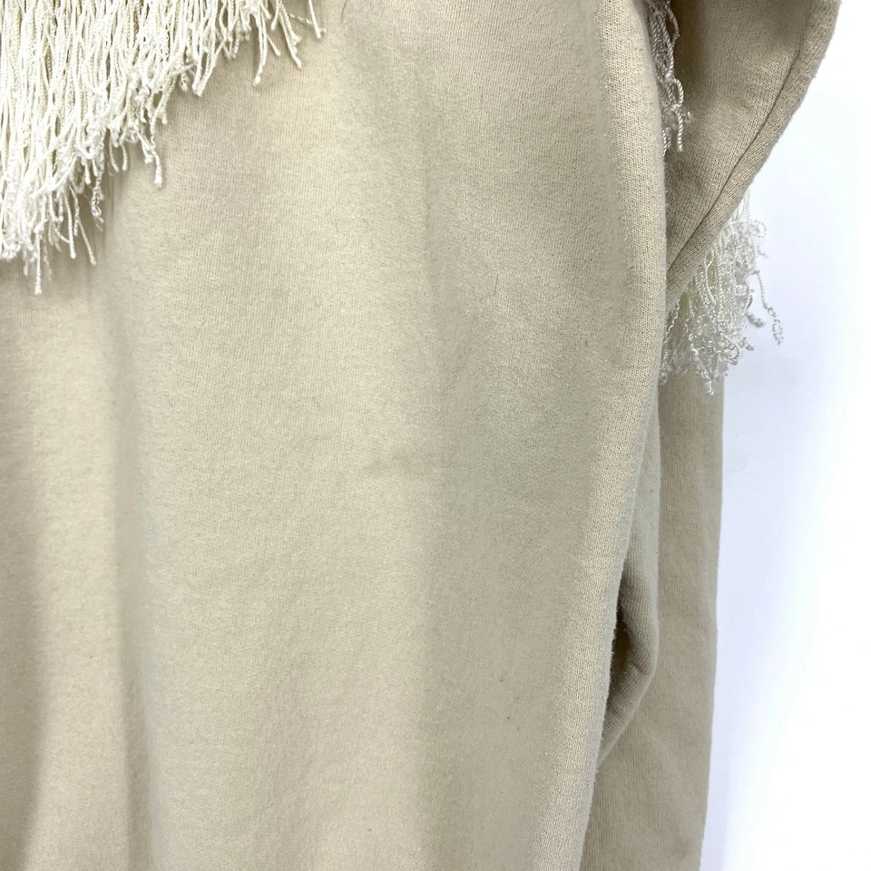 Sudadera Collina Strada Flecos Mujer Talla Pequeña Cuello Redondo Beige Arena Foto 3 de 4