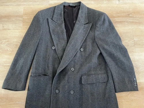 Pavone vintage Christian Dior grigio lana uomo L XL su misura negli USA