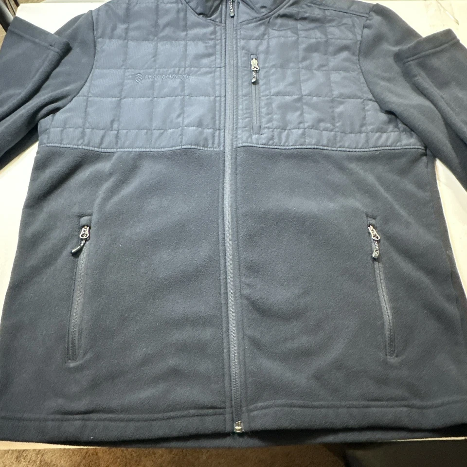 Chaqueta polar Free Country para hombre cremallera completa azul marino grande/42-44 #0727 Foto 2 de 4