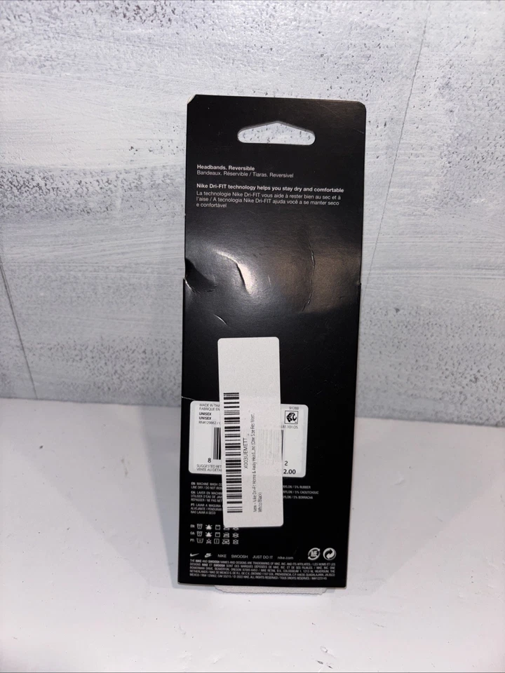 Nike Swoosh белый черный двусторонний обруч для волос унисекс баскетбол толстовка новый OSF - Изображение 4 из 4