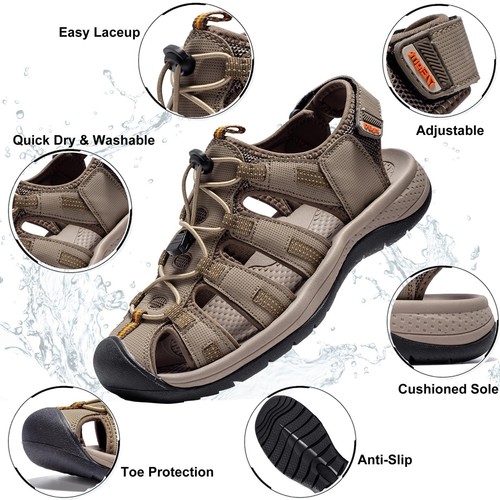 Mens Athletic Hiking Sandals Closed Toe Outdoor Sport Sandals for Trail Beach... - Picture 3 of 7