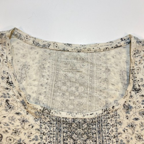 LUCKY BRAND JEANS Boho Chic Vintage Handkerchief Paisley Pattern T SHIRT Women S - Picture 3 of 4