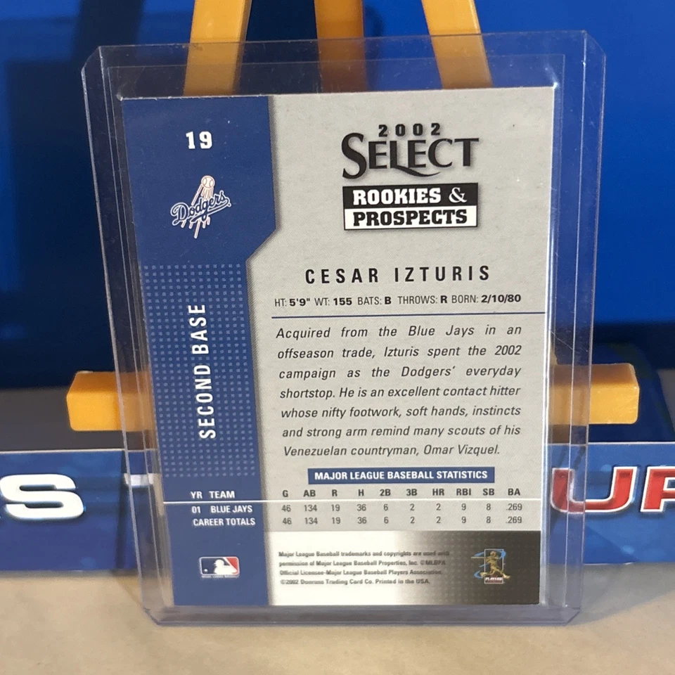 Select Rookies & Prospects 2002 Cesar Izturis automático #19 (tinta negra) L.A. RC SP AU Foto 2 de 4