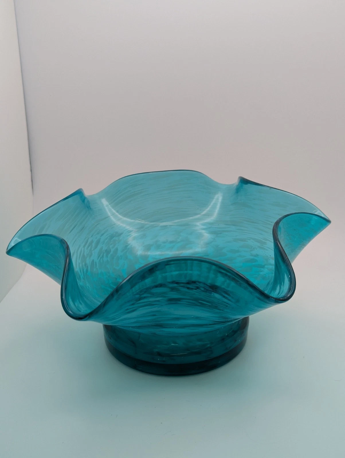 Vintage Altglass Blue Turquoise Glass Dish Hand Blown Art Glass