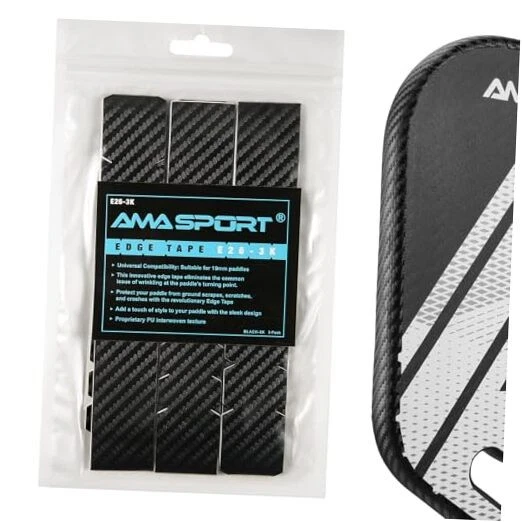 Pickleball Paddle Edge Guard Tape 3 Pack 3K Texture Edge 26mm Width Black