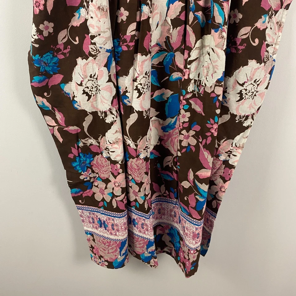 Vestido midi con babero delantero tumbona Only Necessities talla 3X marrón floral manga corta Foto 3 de 4