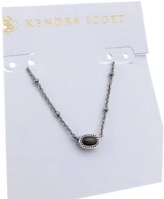 New 100% KENDRA SCOTT Vintage Silver Golden Obsidian Mini Elisa Pendant Necklace