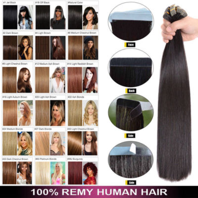 8A Seamless Human Hair Balayage Tape In Hair Extensions Ombre Straight Natural 