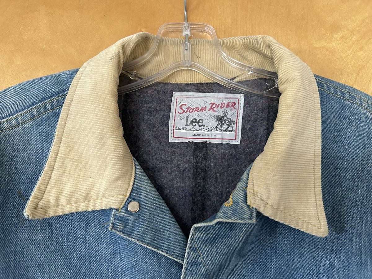 Vintage 70's Lee Storm Rider Denim Jacket W/ Cord Collar