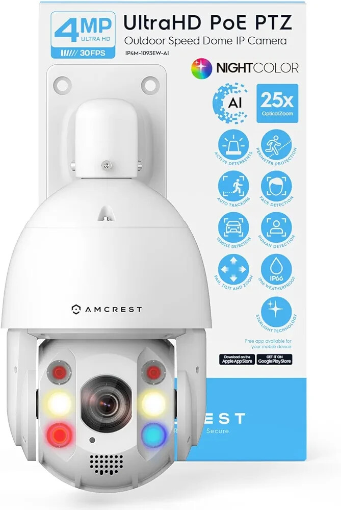 Amcrest 4MP Outdoor PTZ POE+ IP Camera PTZ Optical 25x IP4M-1093EW