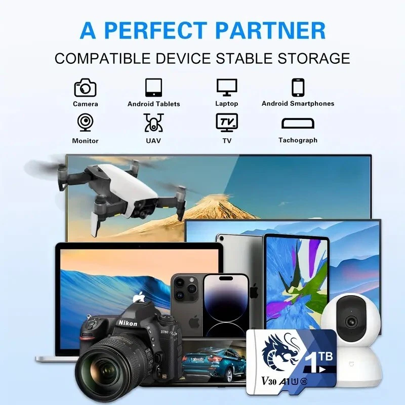 1TB Micro Memory SD Card, UHS-I Mini Memory Card Flash Memory Card Up to 60MB/s - Image 2 of 3