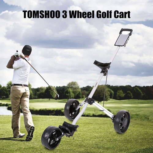 3-Wheels Golf Trolley Buggy Swivel Cart Bag Lightweight Foldable Aluminium Cart - Picture 2 of 11
