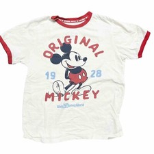 Disney Kids Original Mickey Ringer Tee Size Large Short Sleeve Cream Red Graphic