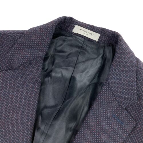Boglioli Mens 2-Button Wool Blazer/Jacket Navy/Red Diamond Check • Slim US 36S - Imagen 1 de 10
