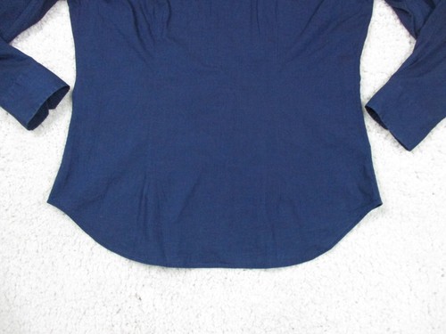 Ralph Lauren Shirt Women Large W43xL31in Navy Blue Button Shine Black Label NWT - Picture 16 of 19