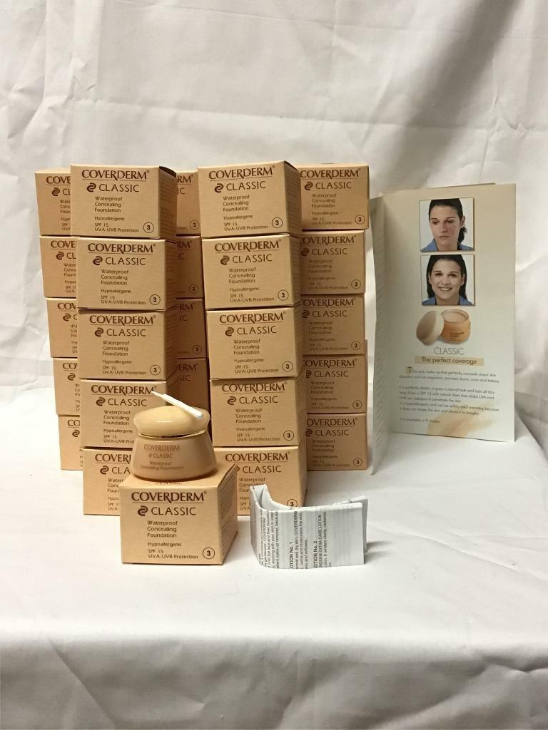31 NIB COVERDERM CLASSIC # 3 WATERPROOF SPF 15 CONCEALING FOUNDATION 0.52oz 15ml