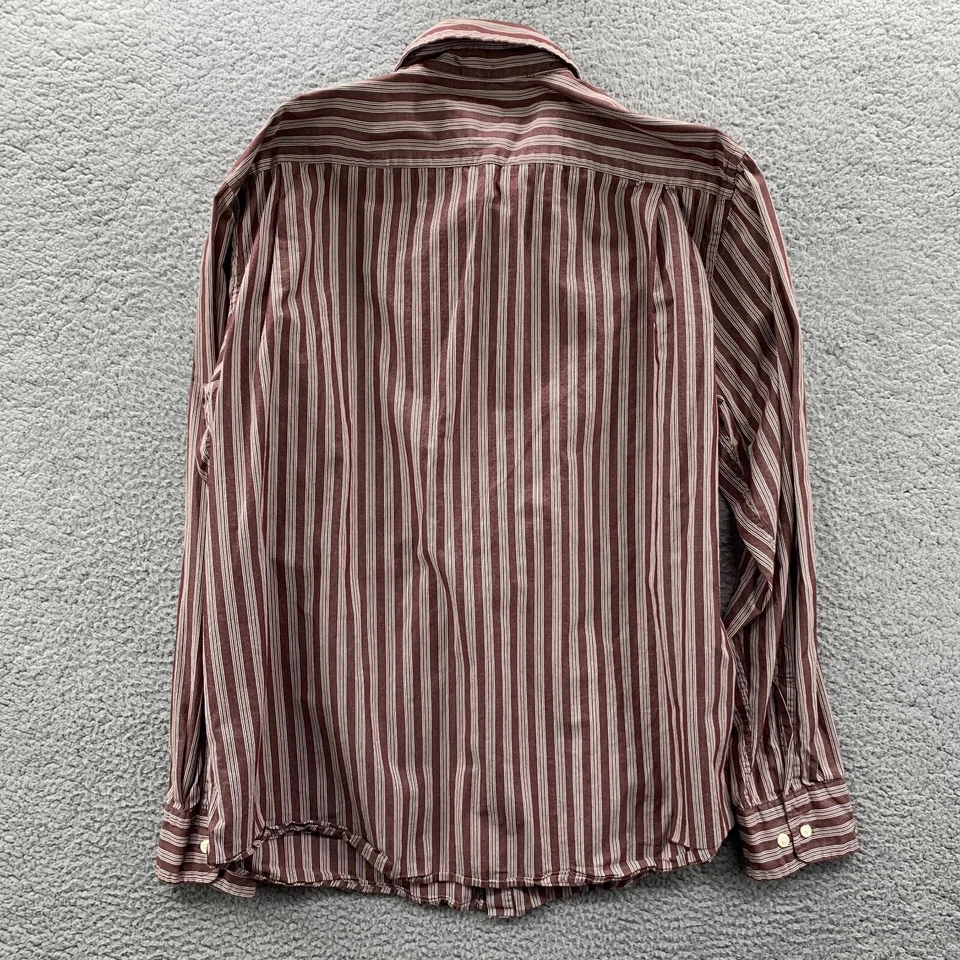 Camisa SONOMA Para Hombre XL Rayas Abotonada Manga Larga Extra Grande Borgoña Blanca Foto 2 de 4