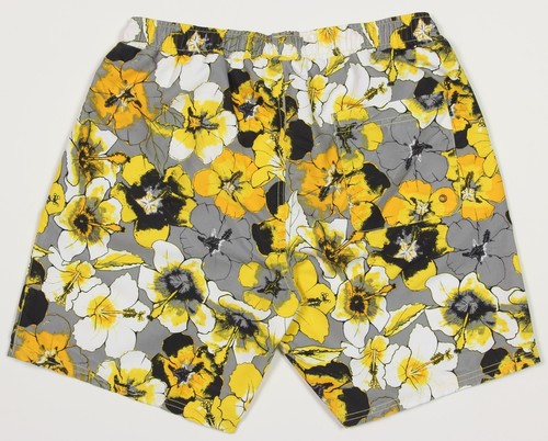 Men's HUGO BOSS Black Yellow Gray Floral Swim Trunks Swimsuit Small S NWT NEW - Picture 3 of 6