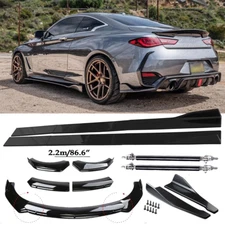 Front Bumper Lip Spoiler Side Skirts Rear Lip For Infiniti Q60 2014-2022 Glossy