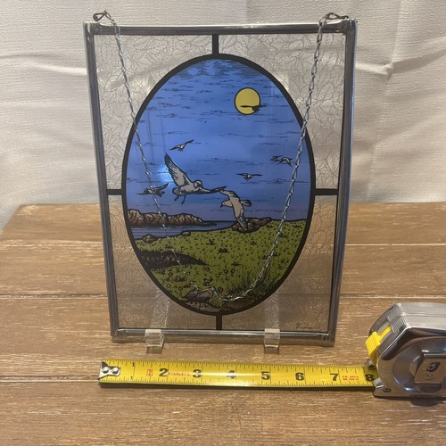 Sun Catcher Glass Wall Window Decor Seagull Ocean Island Signed Hand Made EUC - Picture 5 of 9