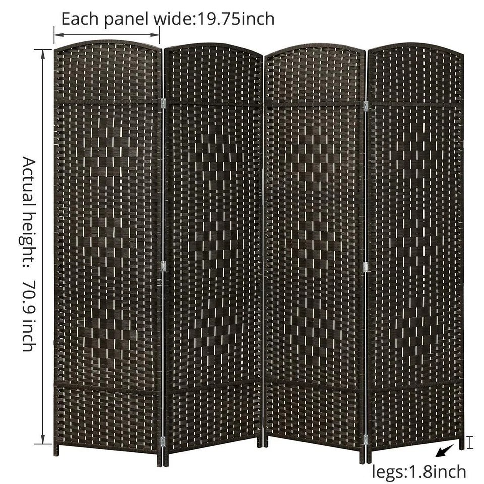 Tela divisória de sala Jostyle, telas de privacidade dobráveis de 4 painéis, Mocha - Imagem 2 de 4