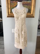 Sue Wong  Nocturne Beige Soutache Sheath Dress Size 4  Party/Event/Wedding