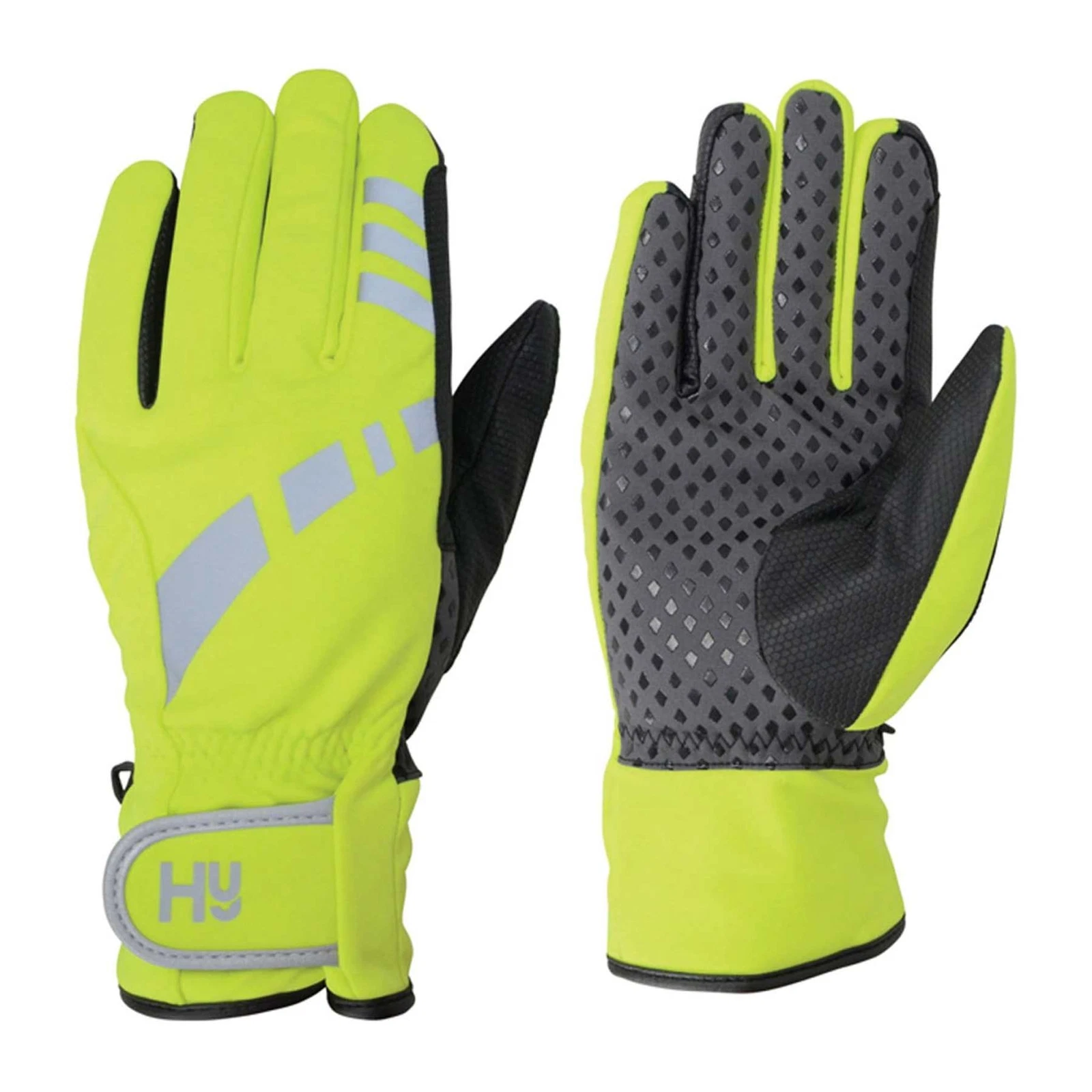Hy Equestrian Reflective Waterproof Multipurpose Gloves Black and Yellow Size L