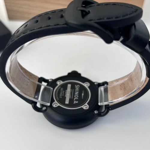 Shinola The Runwell 41mm ARGONITE 1069 Black Dial & Black Strap Quartz Men Watch - Picture 5 of 14
