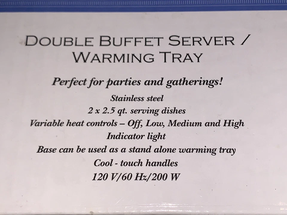 Double Buffet Server Warming Tray Electric Portable 2-2.5 Qt Dishes W Lids - Image 3 of 4
