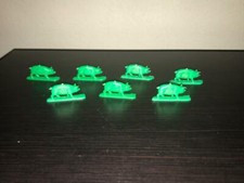 Lot of 7 Mini Processed Plastic Piglets - Green Plastic - Farm Animals