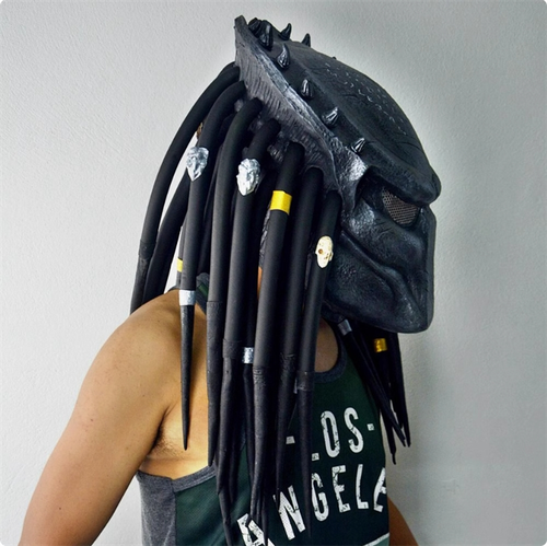US Ship Alien vs Predator Mask Helmet Braid Predator Halloween Cosplay Props - Picture 3 of 3