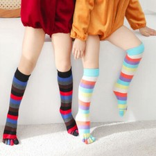 5 Pairs Kids Children Toes Socks Five Fingers Striped Stocking Dance School Soft