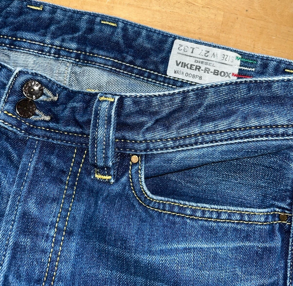 Rare DIESEL VIKER-R-BOX Straight Button Fly Dark Blue Jeans 008P8-Sz 27 x 28 - Image 2 of 4