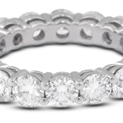 2.56 Carat Total D/VVS1/V.Good Cut Round Diamonds 18KW Basket Eternity Band 4gr