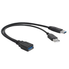 NEW USB 3.0 Female to 2 USB Male Extra Power Data Y Splitter Extension Cable