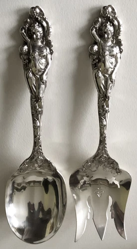 REED & BARTON Sterling Silver LOVE DISARMED STERLING SILVER SALAD SET 10 1/2" 15