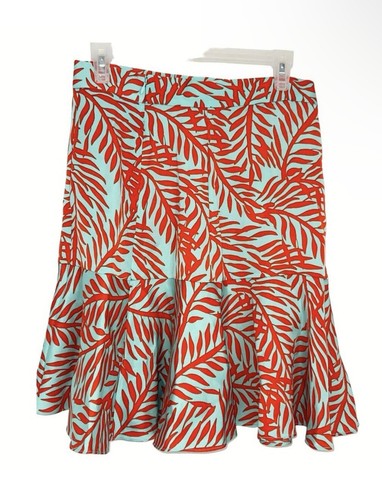NWT Diane Von Furstenberg Wendy Bella Palm Cloud Turquoise Skirt Sz 14 MSRP $258 - Picture 5 of 11