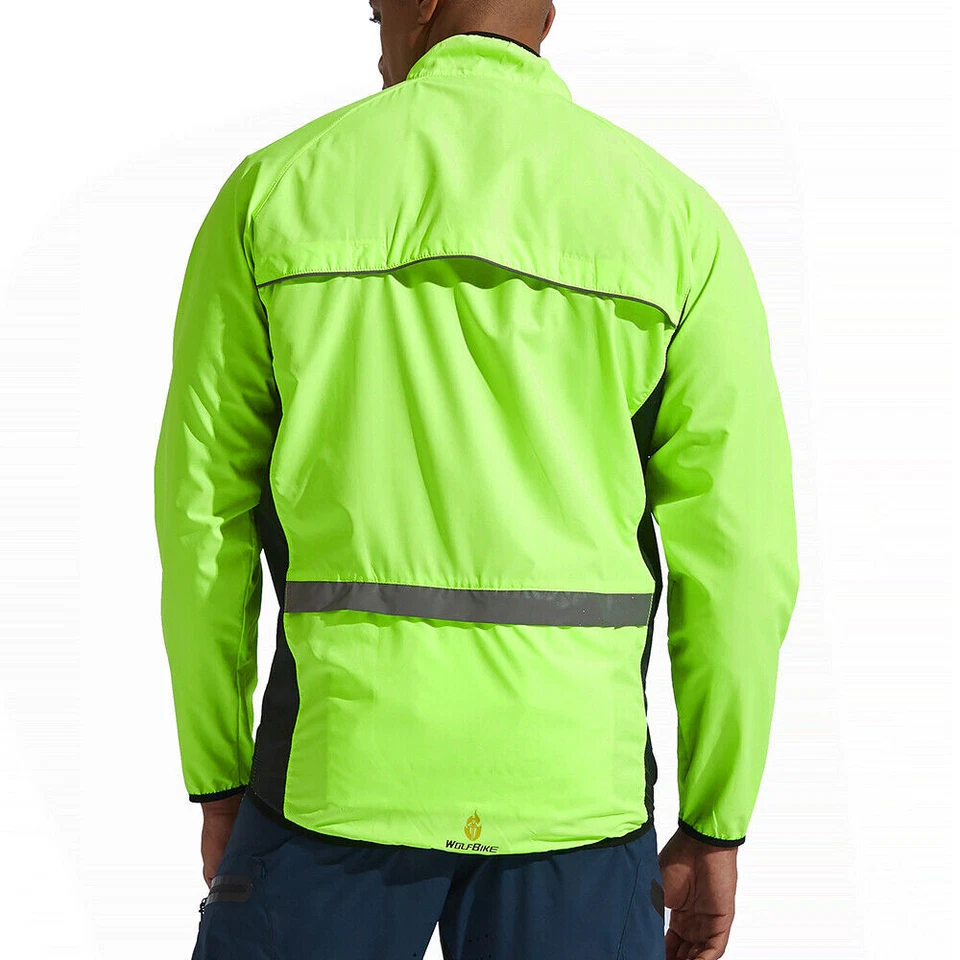 WOSAWE Mens Windproof Cycling Jacket Hi Viz Reflective MTB Bike Ride Sports Coat - Image 4 of 4