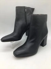 Franco Sarto Women’s “Tina” Black Leather Block Heel Booties Shoes Sz. 7.5M
