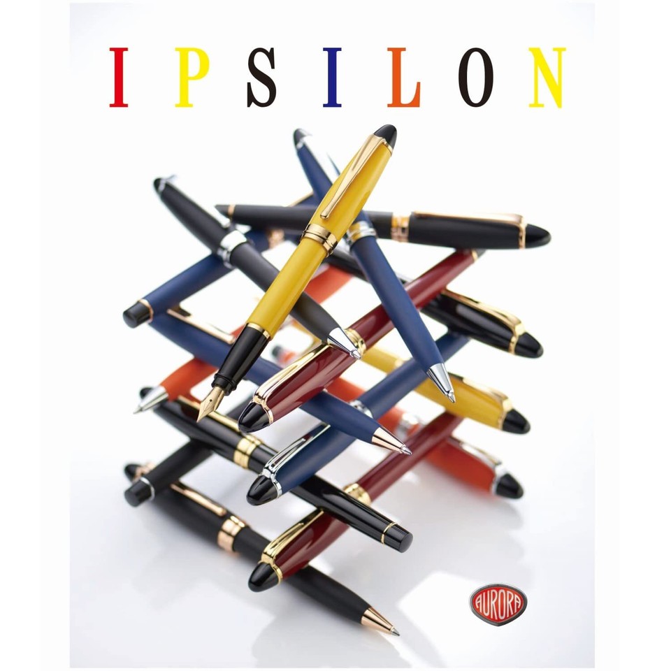 Aurora Fountain Pen M Medium Point Epsilon Satin Rose Gold B10PN Black