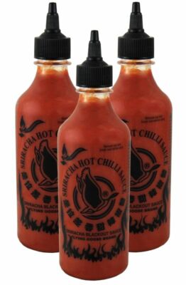 [ 3x 455ml ] Sriracha Hot Chilli BLACKOUT / EXTREMELY HOT Chilisauce