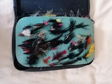 Brown Leather Fly Fishing Wallet With Good Selection Salmon Flies